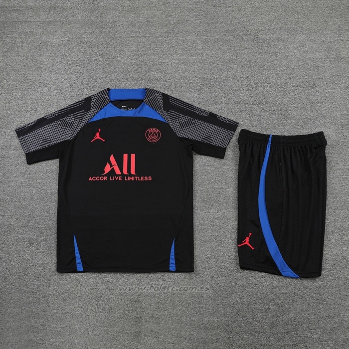 Chandal del Paris Saint-Germain Manga Corta 2022-2023 Negro y Azul - Pantalon Corto